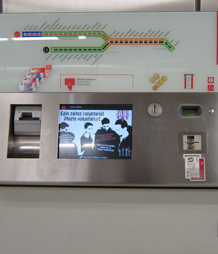 Anuncio en las máquinas expendedoras de Metro Bilbao