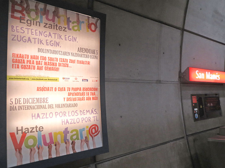 Voluntariado - Publicidad Estación de San Mamés en Metro Bilbao